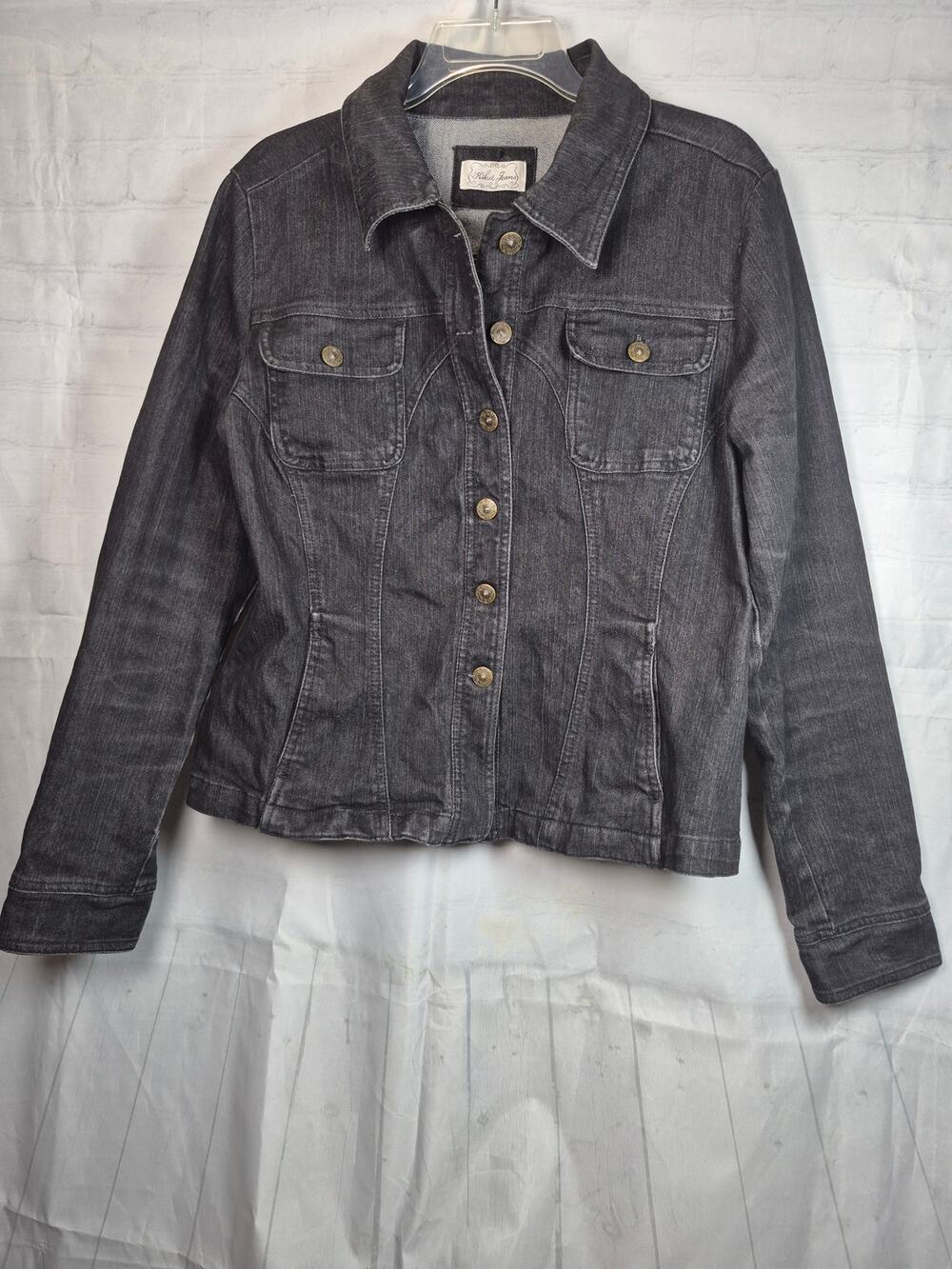 KitKit  Jeans  Black Denim SZ L Long sleeves Jacket.